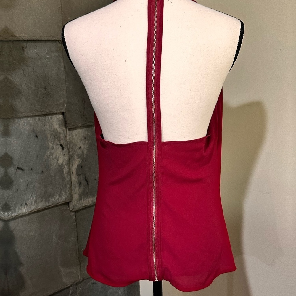 Chocolate Zipper back Burgundy Dress Blouse - Picture 4 of 7